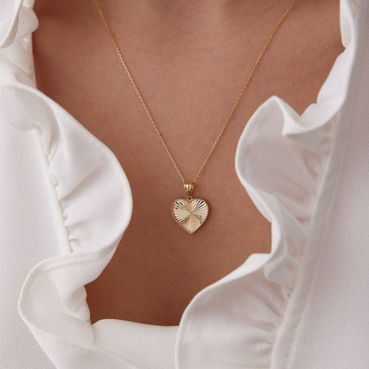 14k Gold Pen Heart Necklace