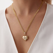 14k Gold Stone Heart Charm Necklace