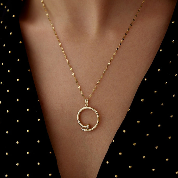 gold necklace, 14k gold necklace, necklace, 14k Gold Nail Necklace