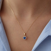 14k Gold Sapphire Color Heart Necklace