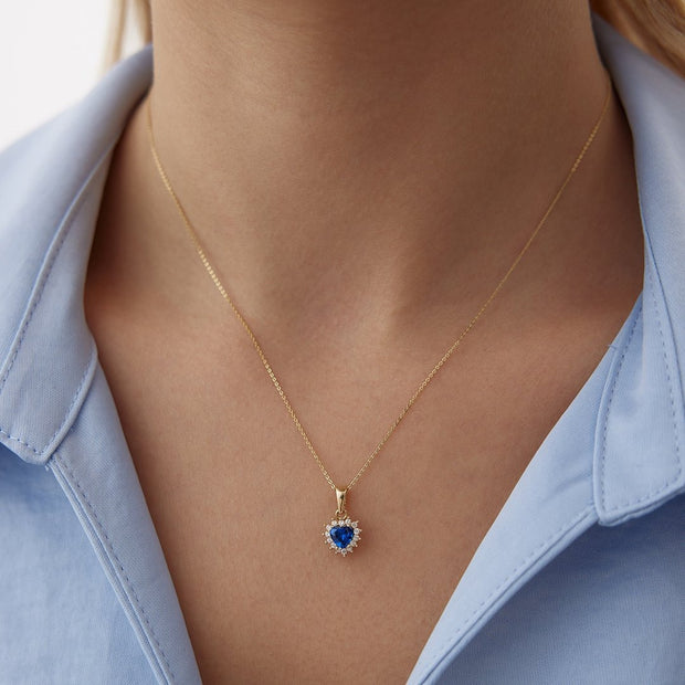 14k Gold Sapphire Color Heart Necklace