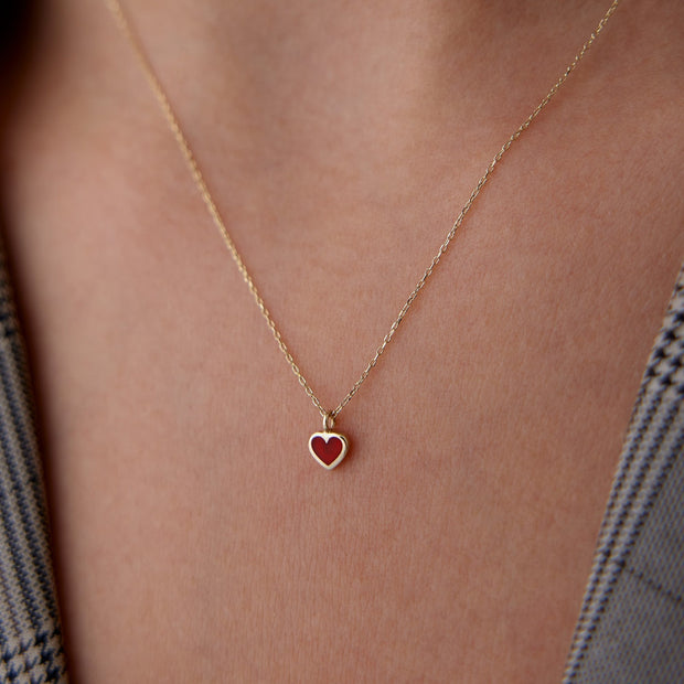 14k Gold Ultra Mini Charm Heart Necklace