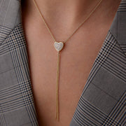 14k Gold Dangle Heart Necklace