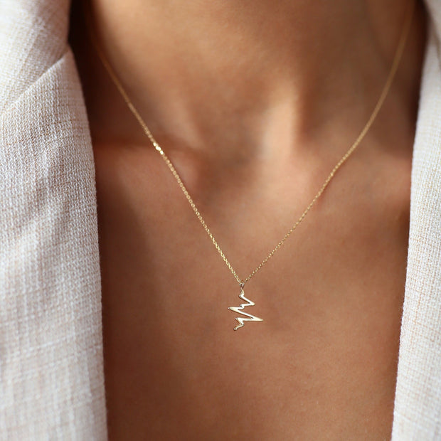 gold necklace, 14k gold necklace, necklace, 14k Gold Heart Rhythm Necklace