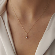 gold necklace, 14k gold necklace, necklace, 14k Gold Pole Star Necklace