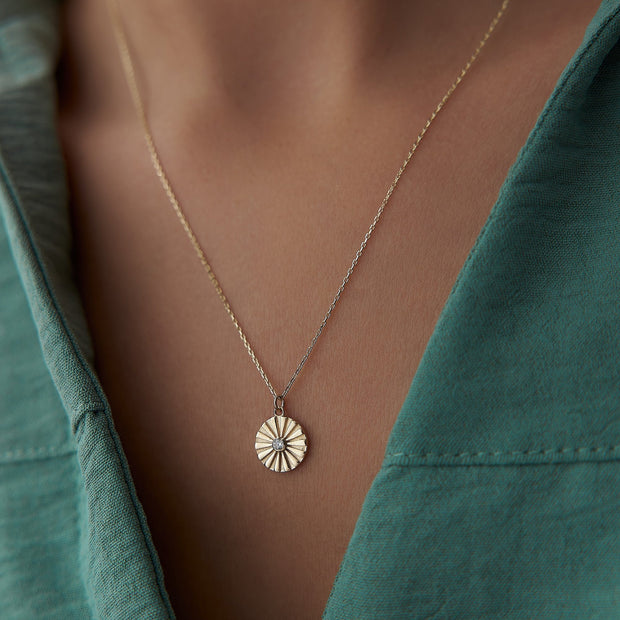 gold necklace, 14k gold necklace, necklaces, 14k Gold Small Eye Coin Necklace