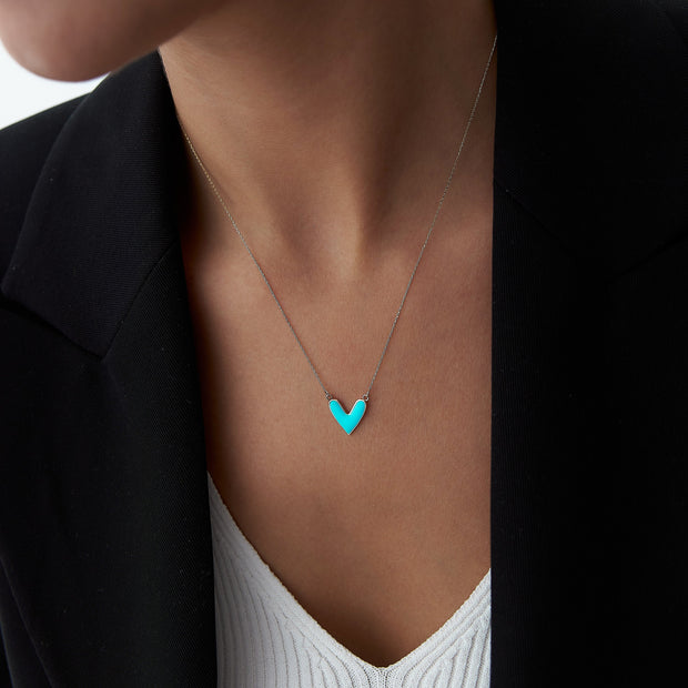 14k Gold Turquoise Heart Necklace