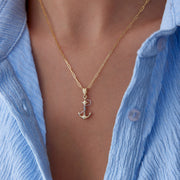 gold necklace, 14k gold necklace, necklaces, 14k Gold Sea Anchor Necklace