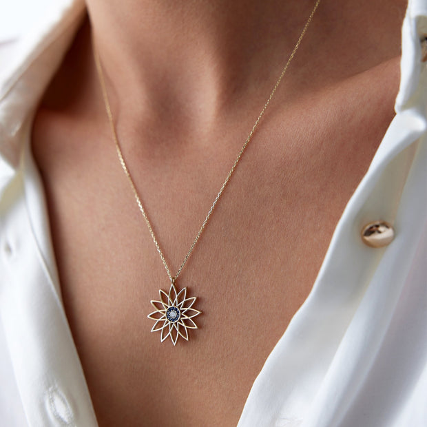 gold necklace, 14k gold necklace, necklaces, 14k Gold Daisy Eye Necklace