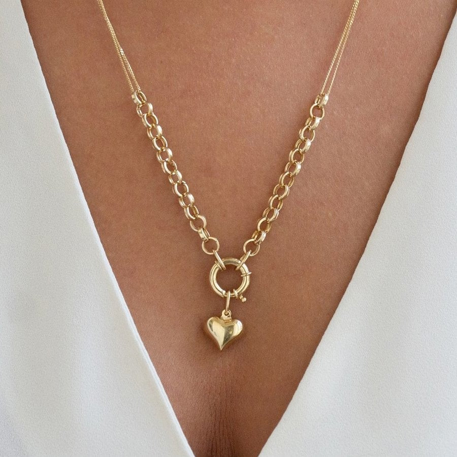 14k Gold Kia Sailor Lock Heart Necklace