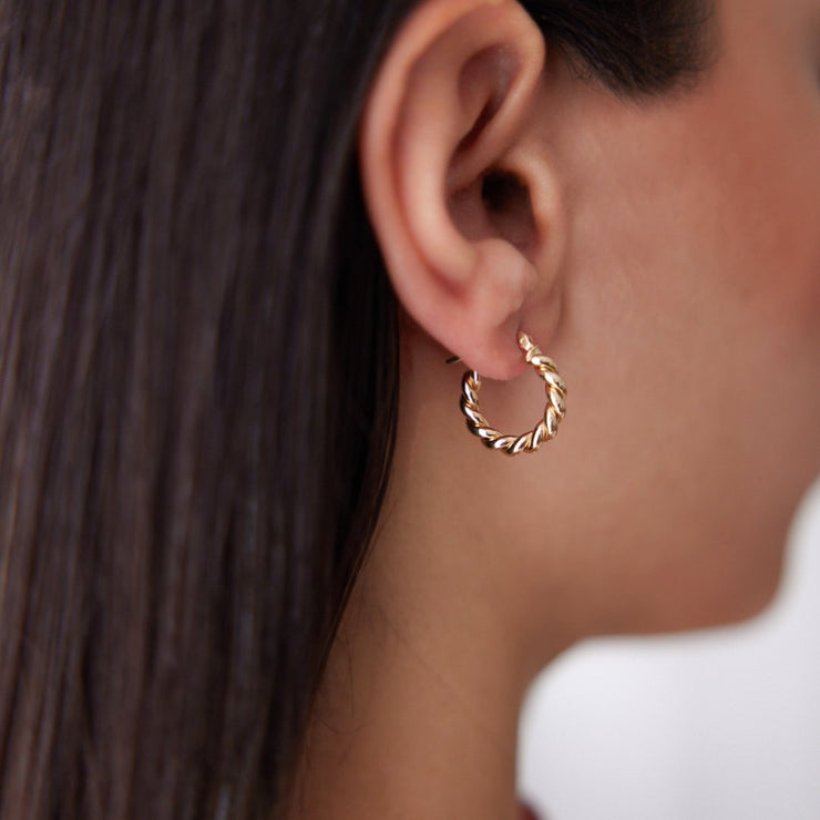 14k Gold Small Spiral Hoop Earrings