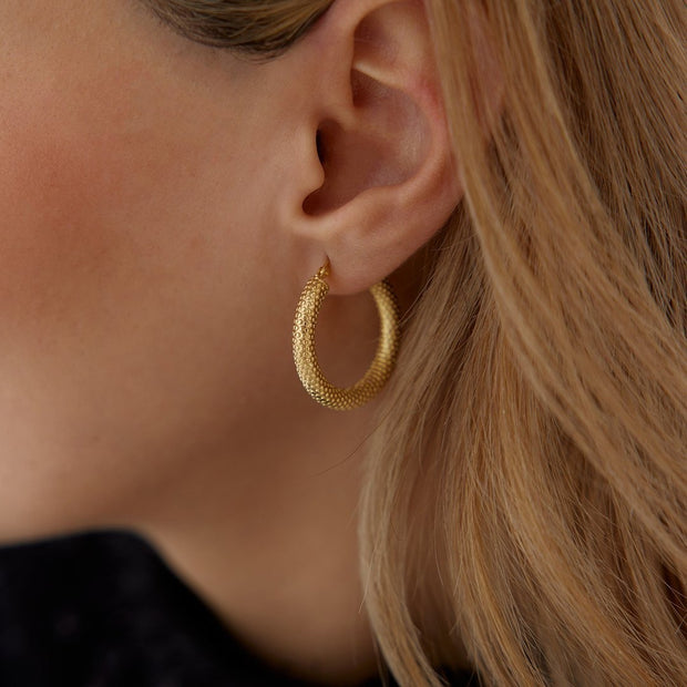 Mini Snakeskin Embossed Hoop Earrings