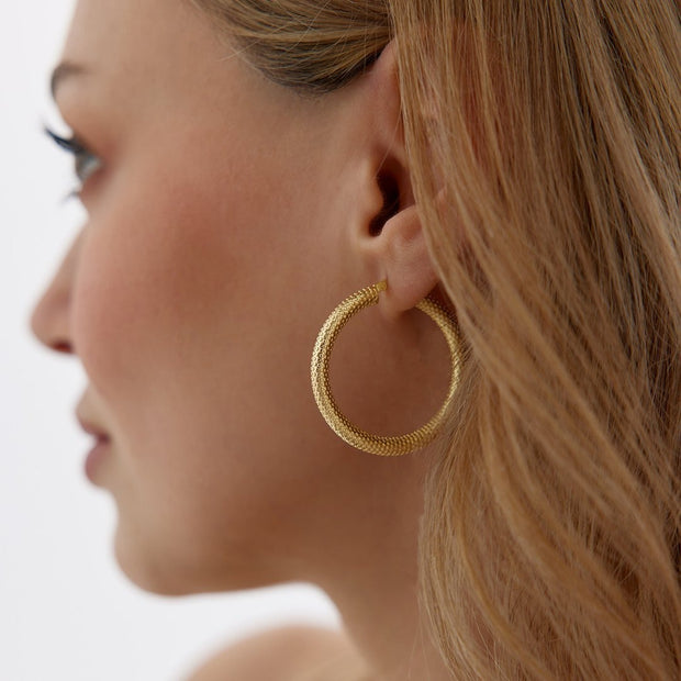 Snakeskin Embossed Hoop Earrings