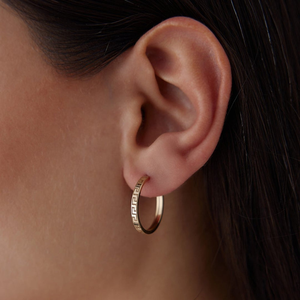 14k Gold Greek Model Hoop Earrings