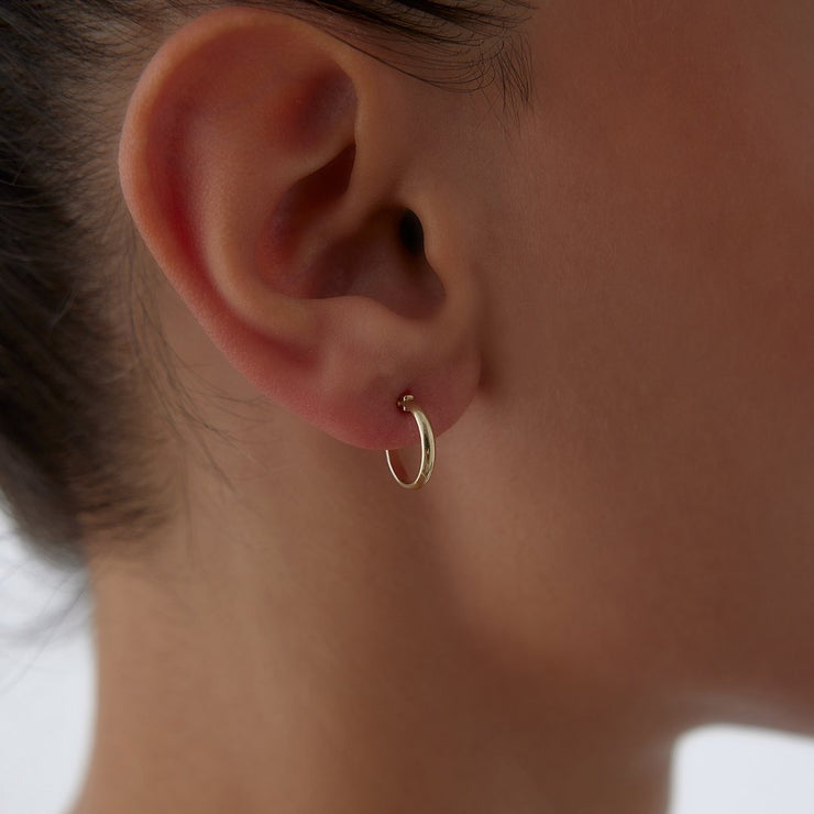 14k Gold Grooved XX Mini Hoop Earrings