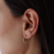 14k Gold Strained Ball Hoop Earrings