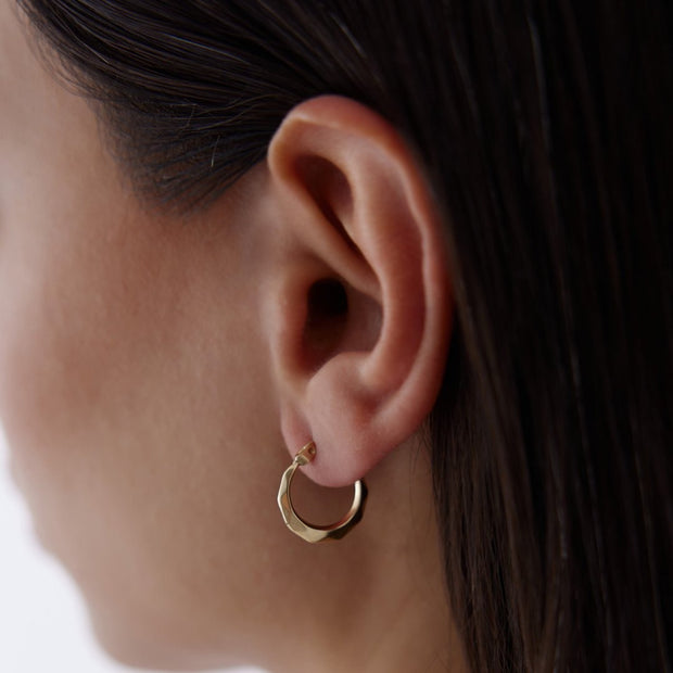 14k Gold Domed Hoop Earrings