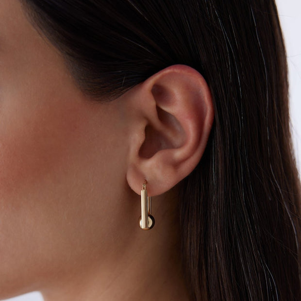 14k Gold Stick Ball Earring