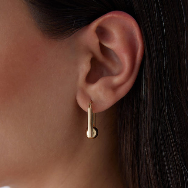 14k Gold Stick Ball Earring