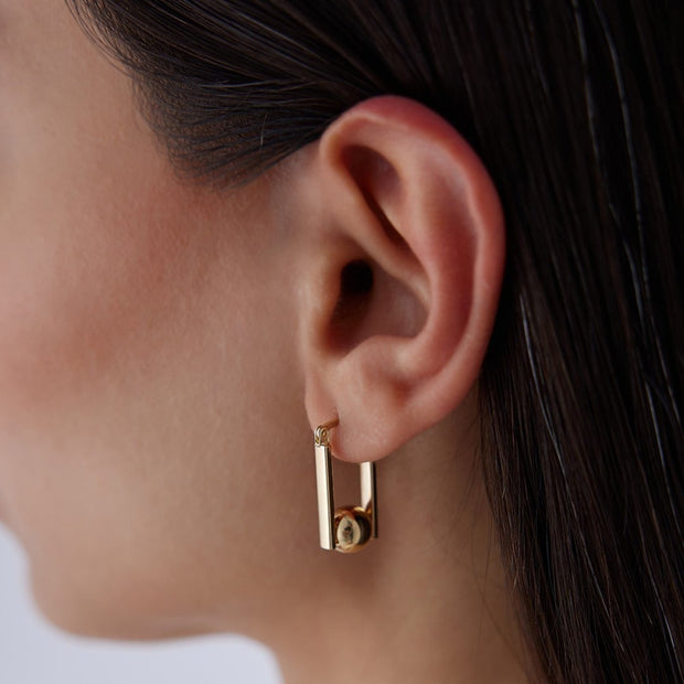 14k Gold Stick Ball Earring