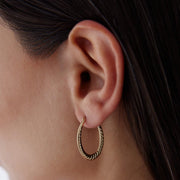 14k Gold Wide Pencil Hoop Earrings