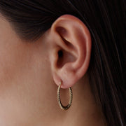 14k Gold Wide Pencil Hoop Earrings