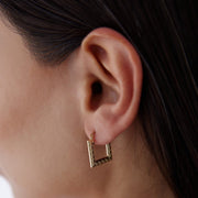 14k Gold Square Greek Earrings