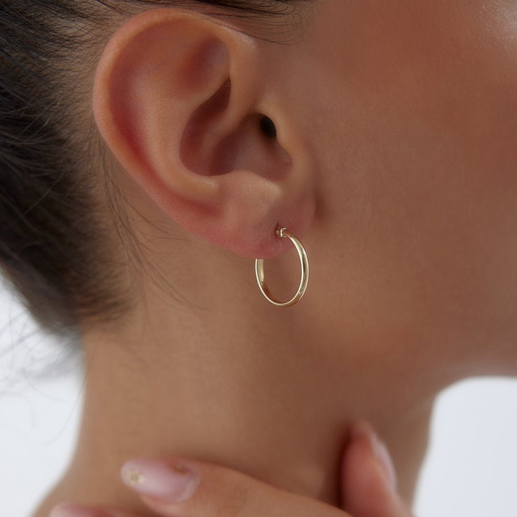 14k Gold Grooved Small Hoop Earrings