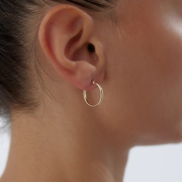 14k Gold Grooved Small Hoop Earrings