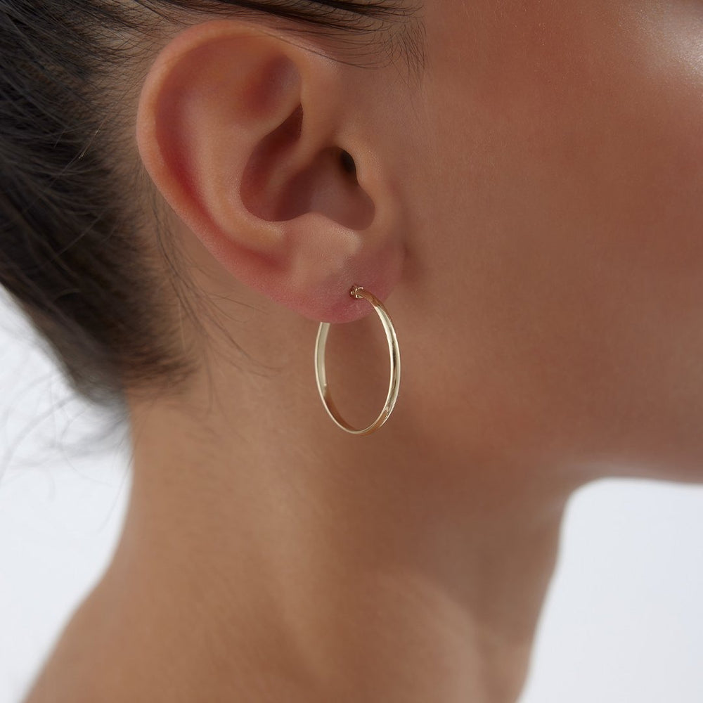 14k Gold Large Grooved Hoop Earrings