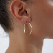 14k Gold X Large Grooved Hoop Earrings