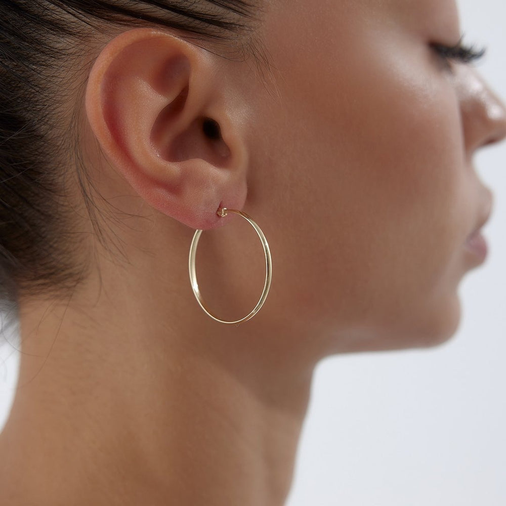 14k Gold X Large Grooved Hoop Earrings