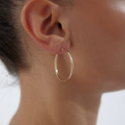 14k Gold X Large Grooved Hoop Earrings