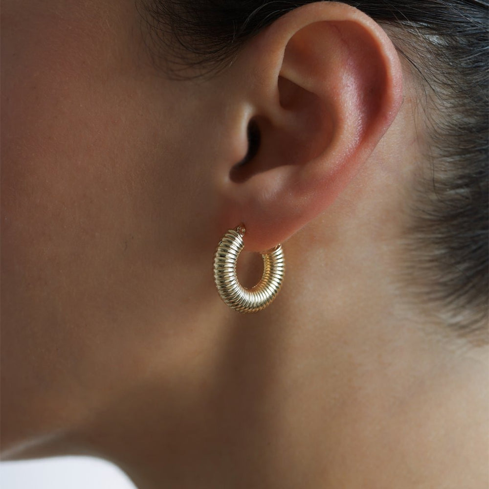 14k Gold Coil Hoop Earrings