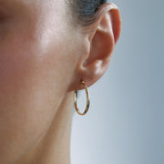 14k Gold Grooved Medium Hoop Earrings