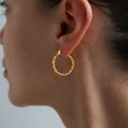 14k Gold Twisted Hoop Earrings