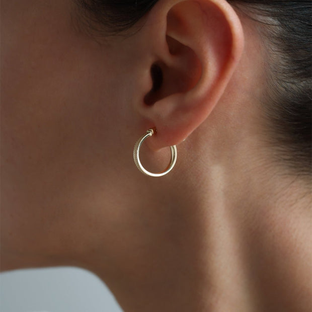 14k Gold Small Hoop Earrings with Pencil