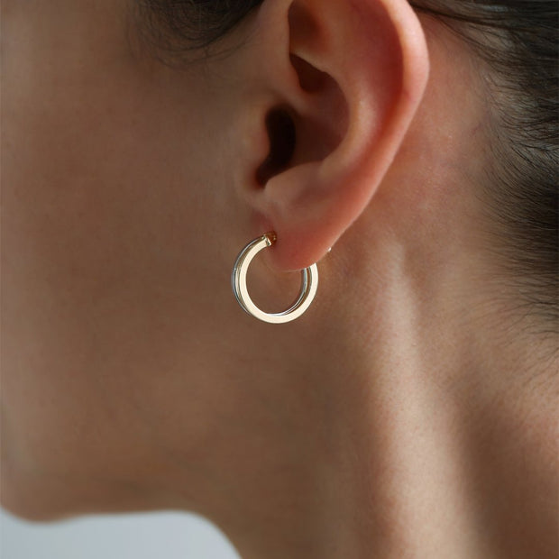 14k Gold Double Color Hoop Earrings