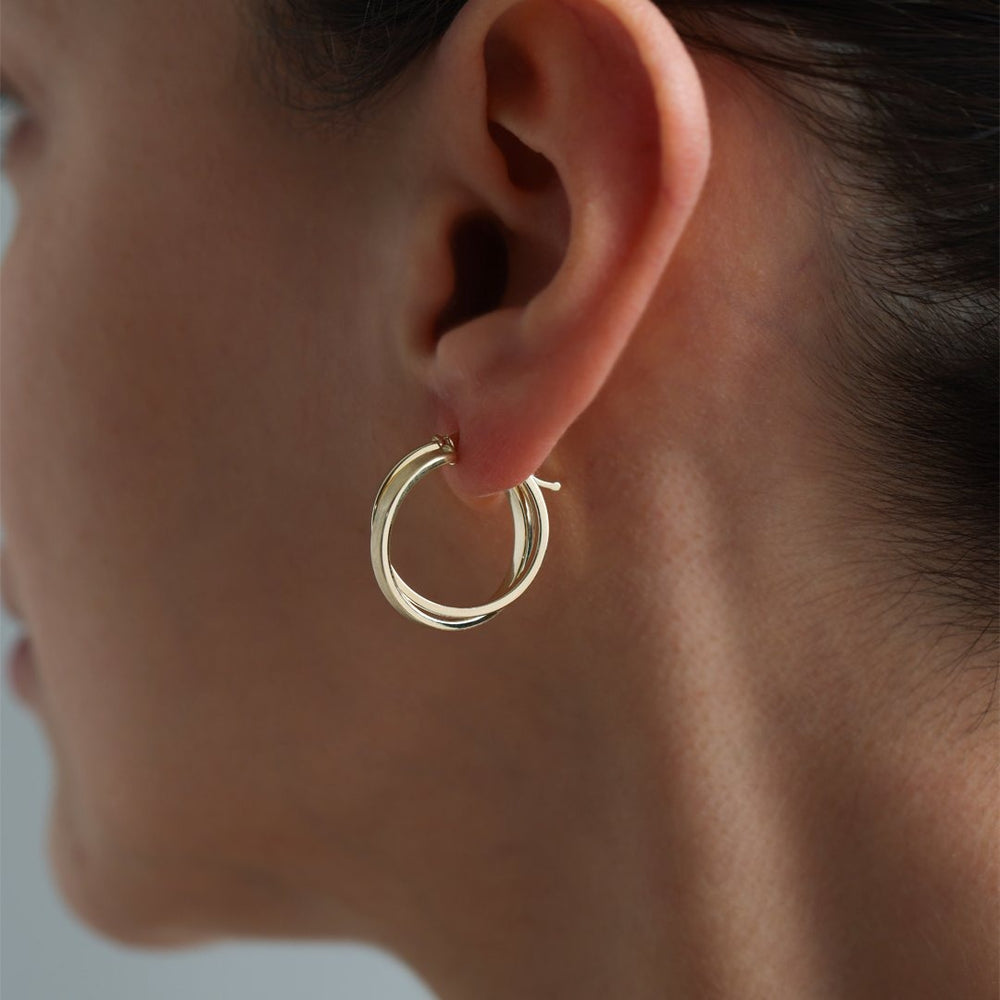 14k Gold Double Cornered Hoop Earrings