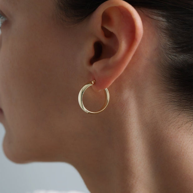 14k Gold Plain Medium Domed Earrings