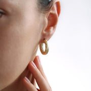 14k Gold Embroidered Bold Hoop Earrings