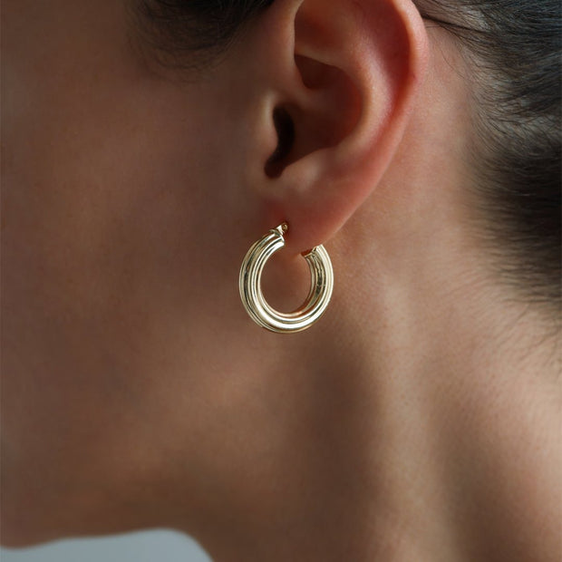 14k Gold Bold Line Hoop Earrings