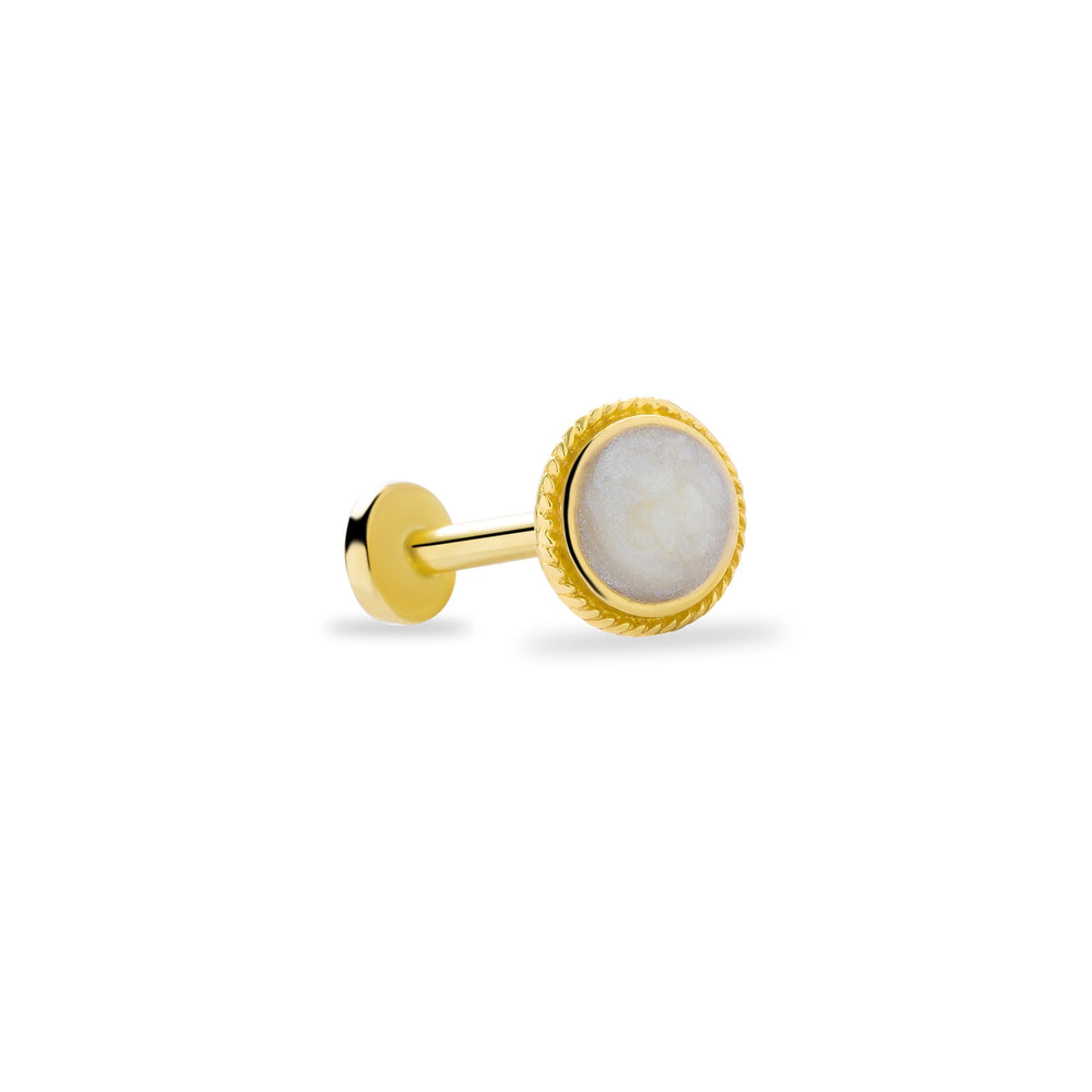 14k Gold White Enamel Tragus