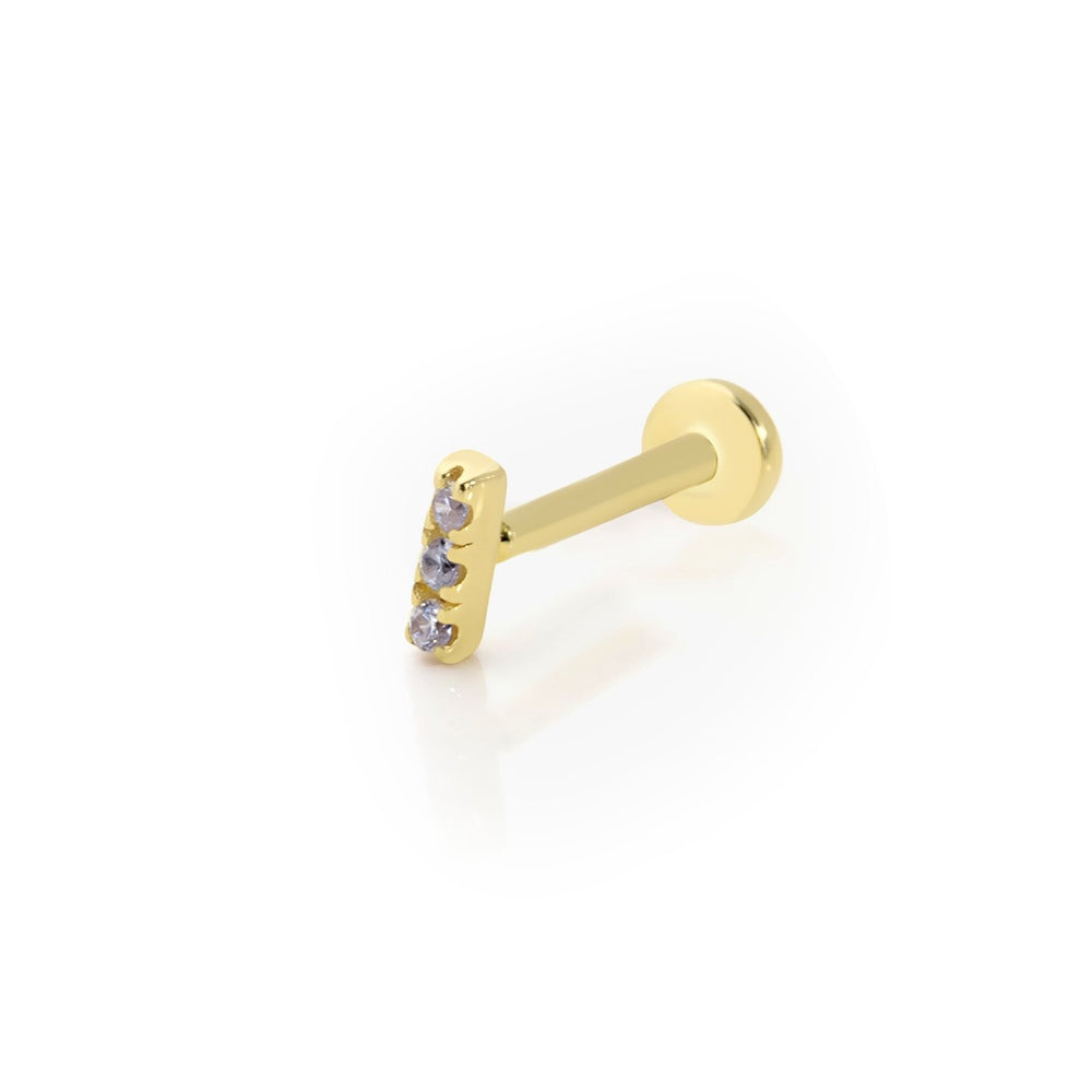 14k Gold Three Stone Rod Tragus