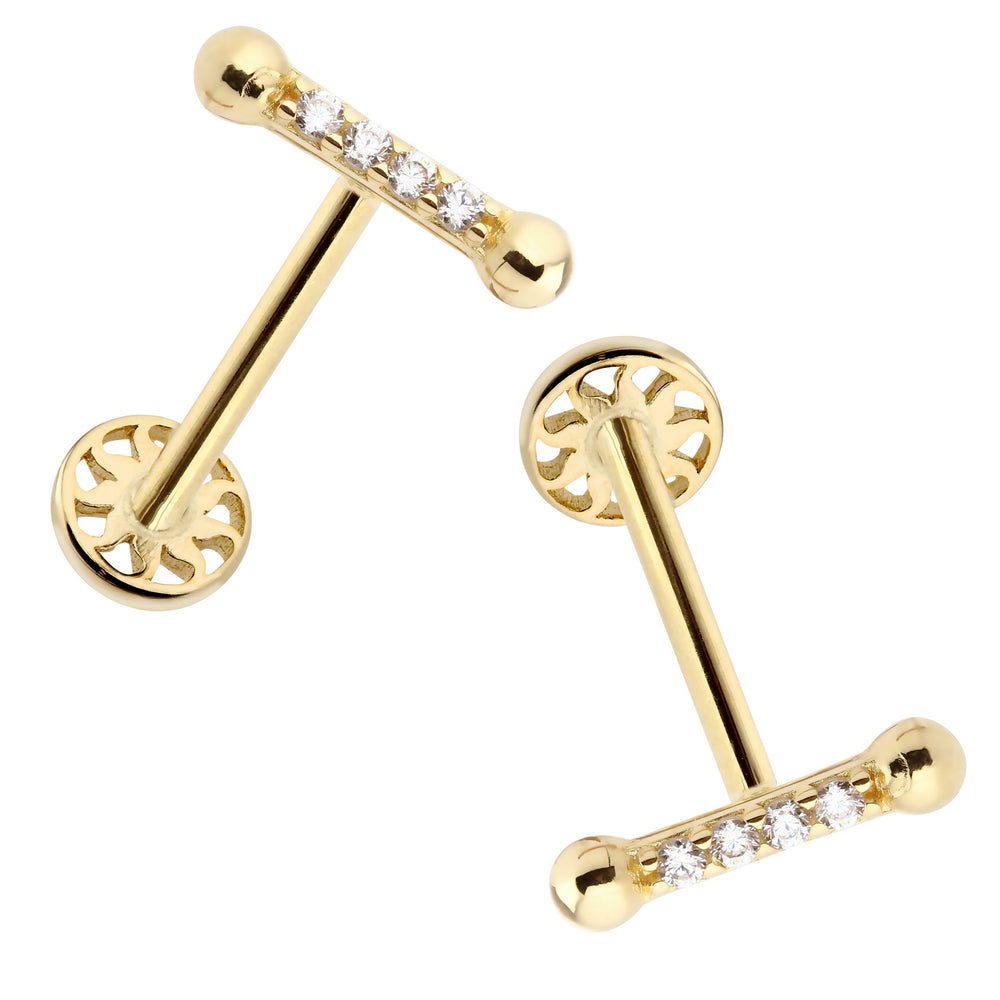 14k Gold Four Stone Rod Tragus