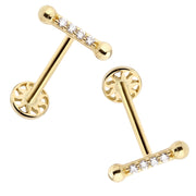 14k Gold Four Stone Rod Tragus