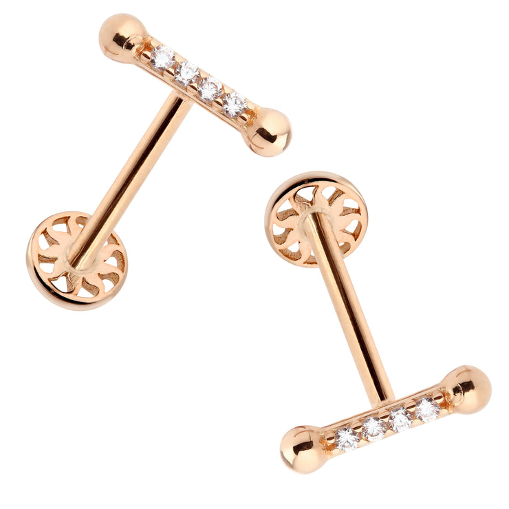 14k Gold Four Stone Rod Tragus