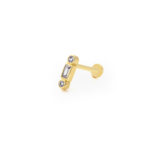 14k Gold Baguette Stone Design Tragus Piercing