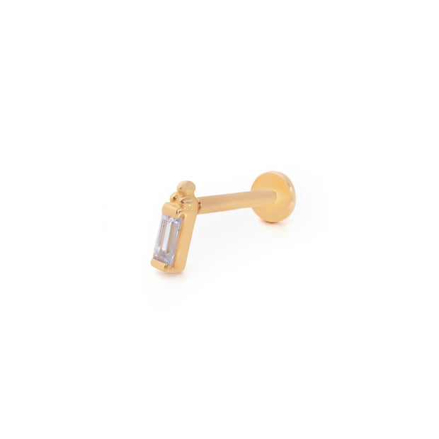 14k Gold Baguette Stone Tragus Piercing