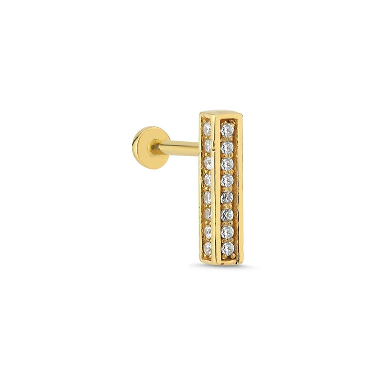 14k Gold Rectangular Pyramid Model Tragus Piercing